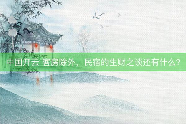 中国开云 客房除外，民宿的生财之谈还有什么？
