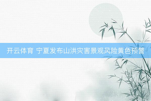 开云体育 宁夏发布山洪灾害景观风险黄色预警