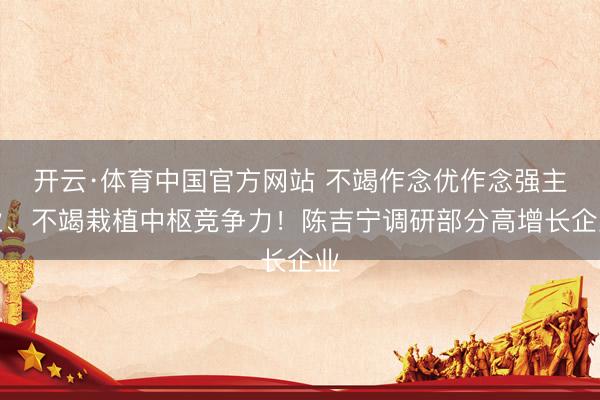 开云·体育中国官方网站 不竭作念优作念强主业、不竭栽植中枢竞争力！陈吉宁调研部分高增长企业