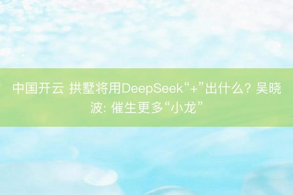 中国开云 拱墅将用DeepSeek“+”出什么? 吴晓波: 催生更多“小龙”