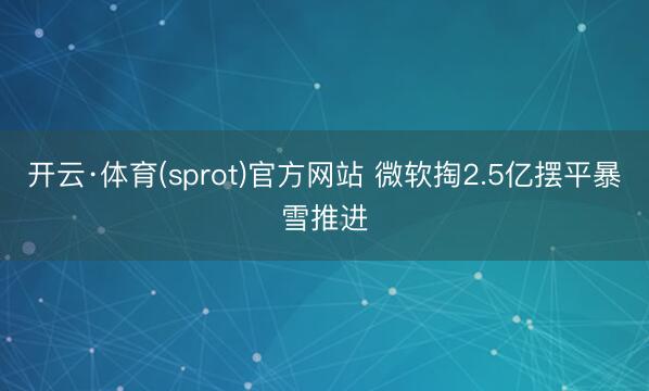 开云·体育(sprot)官方网站 微软掏2.5亿摆平暴雪推进