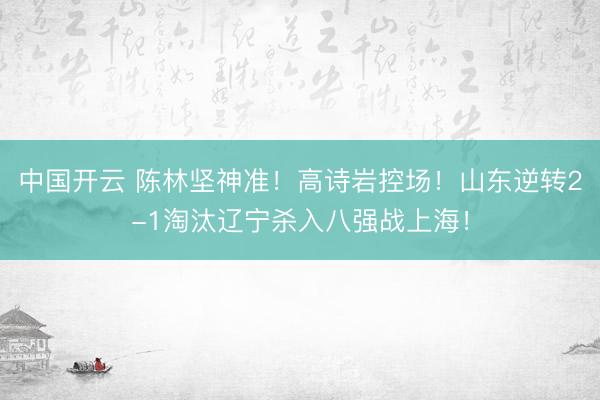 中国开云 陈林坚神准！高诗岩控场！山东逆转2-1淘汰辽宁杀入八强战上海！
