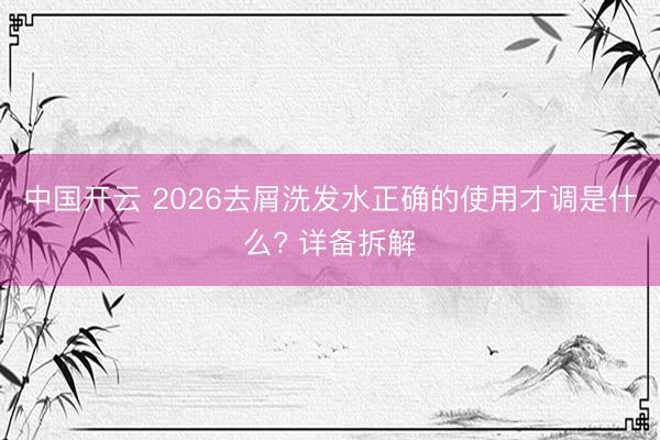 中国开云 2026去屑洗发水正确的使用才调是什么? 详备拆解