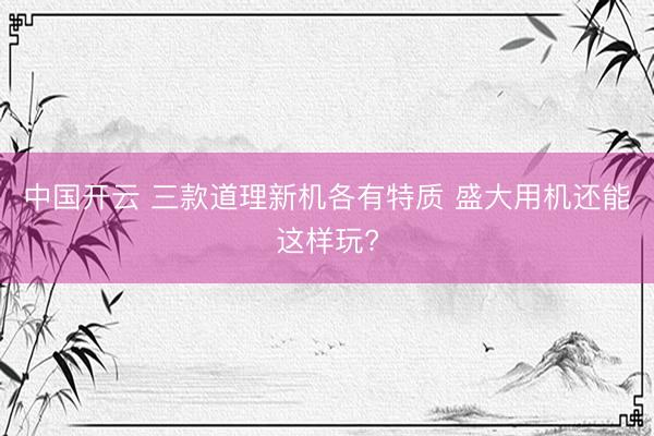 中国开云 三款道理新机各有特质 盛大用机还能这样玩?