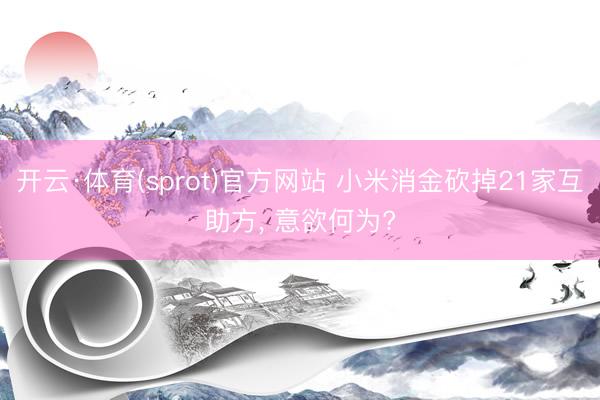 开云·体育(sprot)官方网站 小米消金砍掉21家互助方, 意