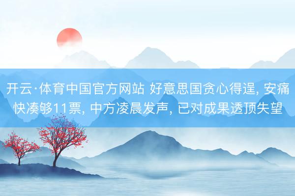 开云·体育中国官方网站 好意思国贪心得逞， 安痛快凑够11票， 中方凌晨发声， 已对成果透顶失望