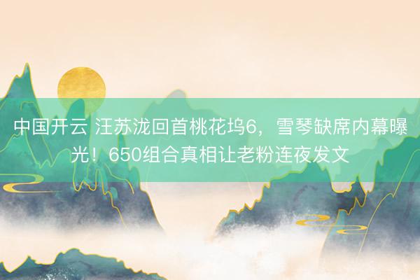中国开云 汪苏泷回首桃花坞6,雪琴缺席内幕曝光!650组合真相让老粉连夜发文