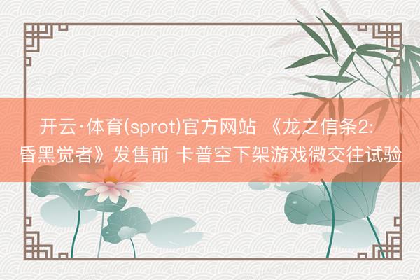 开云·体育(sprot)官方网站 《龙之信条2: 昏黑觉者》发售前 卡普空下架游戏微交往试验