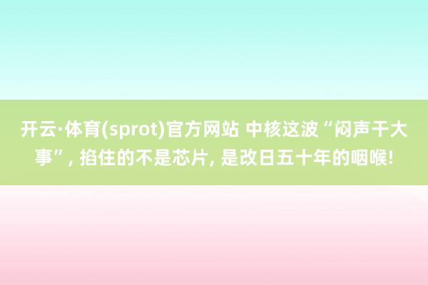 开云·体育(sprot)官方网站 中核这波“闷声干大事”， 掐住的不是芯片， 是改日五十年的咽喉!